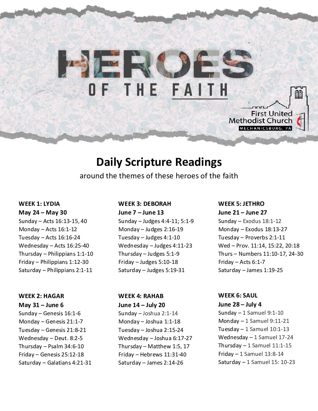 Heroes of Faith Daily Bible Reading Plan